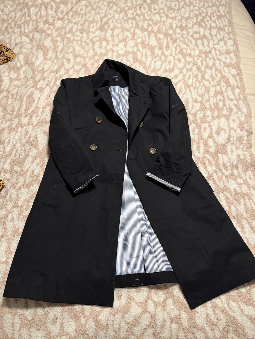 Black womens j crew Double-Breasted Trench Coat